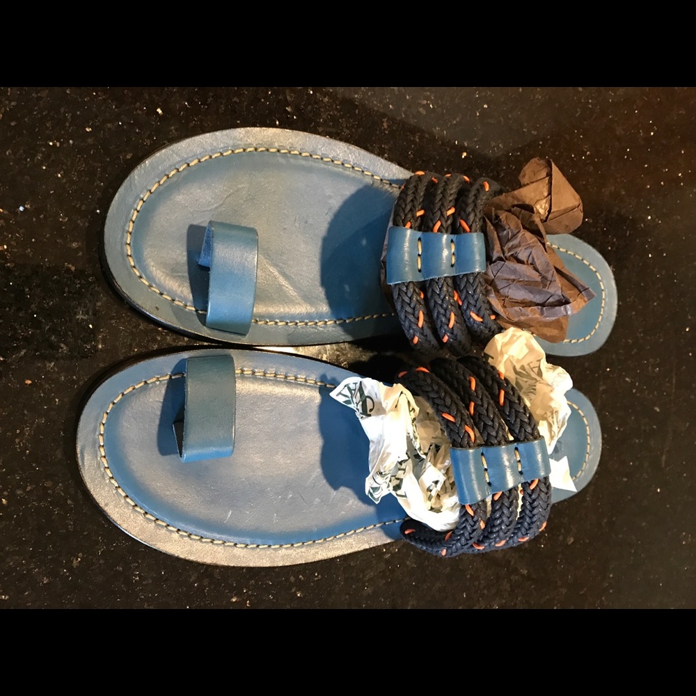 Blue handmade all leather sandal-12/13